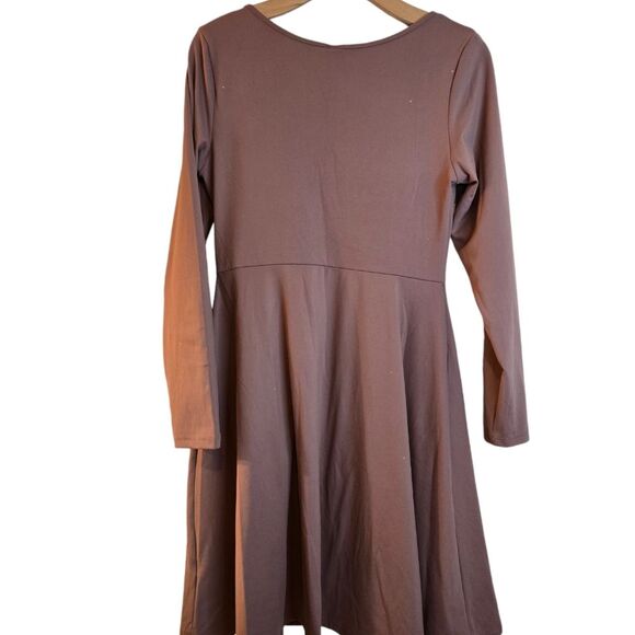 Women's Long Sleeve Twist-Front Mini Knit Skater Dress - Wild Fable Chestnut XXL - Picture 5 of 12